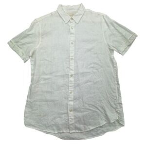 Scotch & Soda Shirt Mens Large White Linen Short Sleeve Button Front Casual
